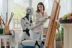 woman teaching art to a robot 2023 05 12 02 24 28 utc