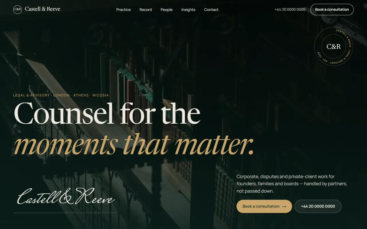 Portfolio 44 castell reeve law firm website 1