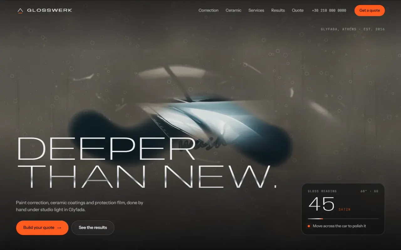 Portfolio 47 glosswerk car detailing studio website 1